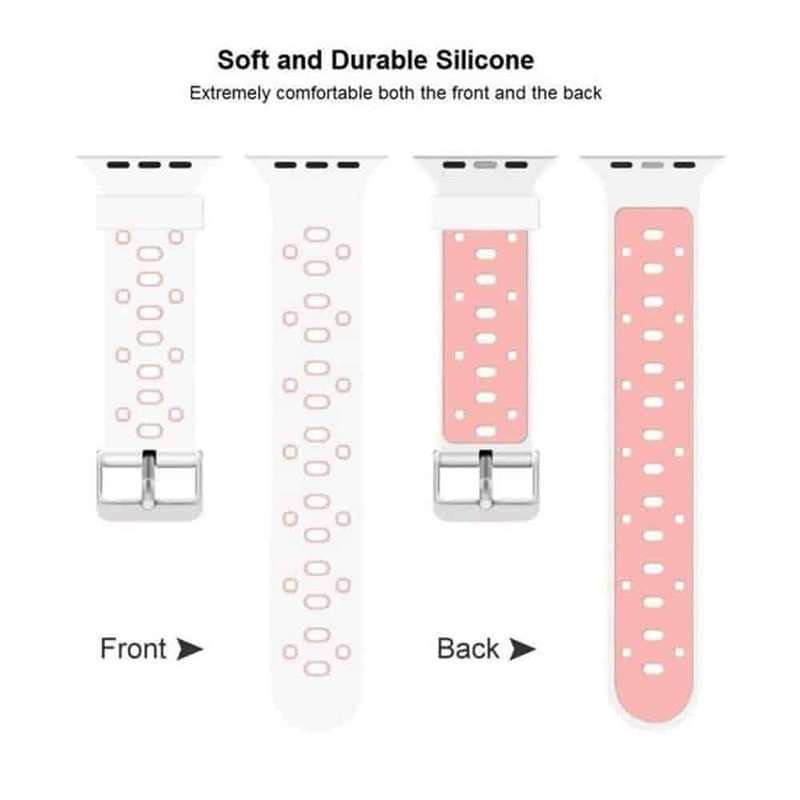 Silicone Strap for 38/40/41mm Apple Watch- White & Pink