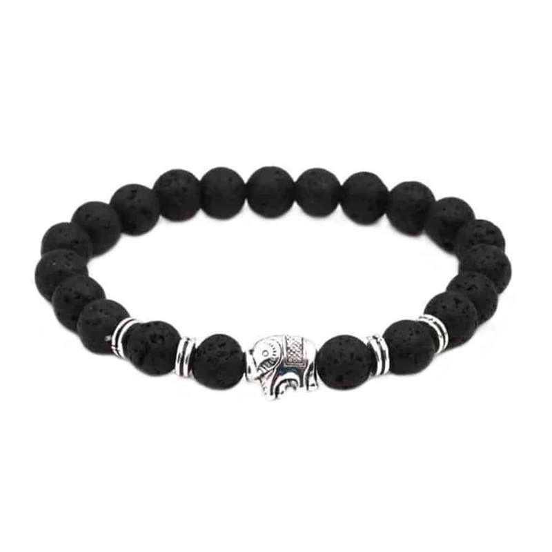 Essential Oil Diffuser Elephant Charm Lava Stone Beaded Bracelet