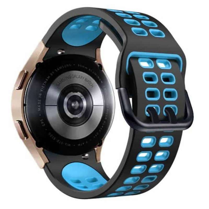 Perforated Silicone Strap for Samsung Galaxy Watch 4- Black & Blue
