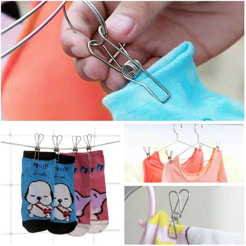 Laundry Hanging & Drying Washing Stainless-Steel Pegs x5 - Combo