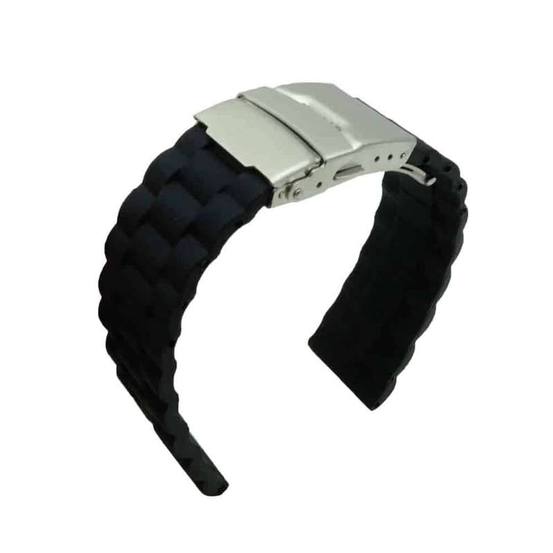 26mm Universal Watch Replacement Silicone Strap- Black- M/L