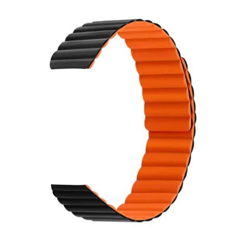 20MM Silicone Magnetic Watch Band - Orange+Black