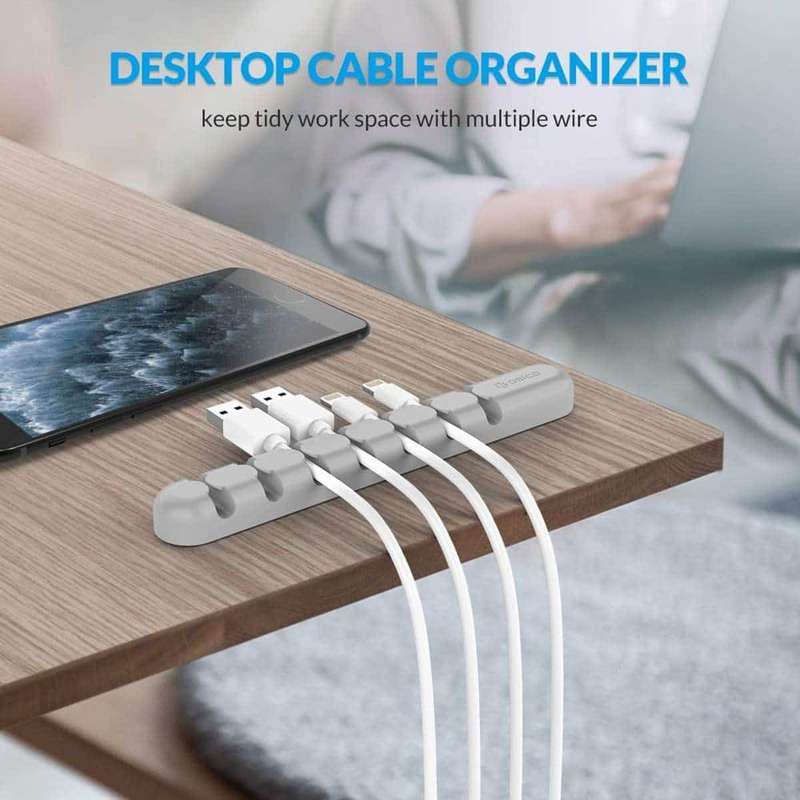 7 Slot Desktop Workspace Cable Wire Management Tray Organizer