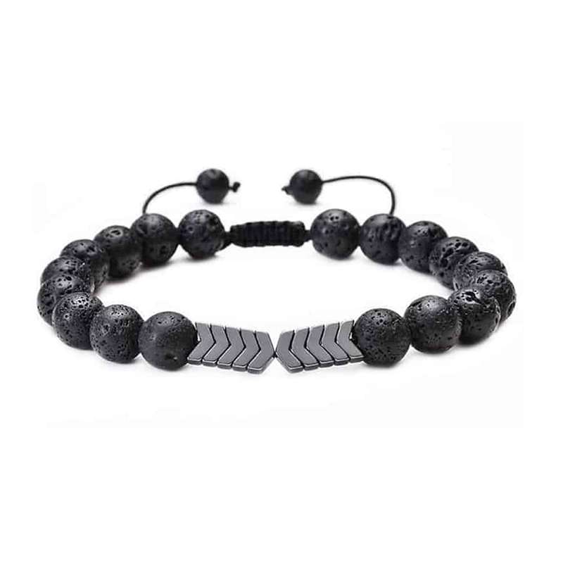 Aromatherapy arrow lava stone oil diffuser bracelet - Black