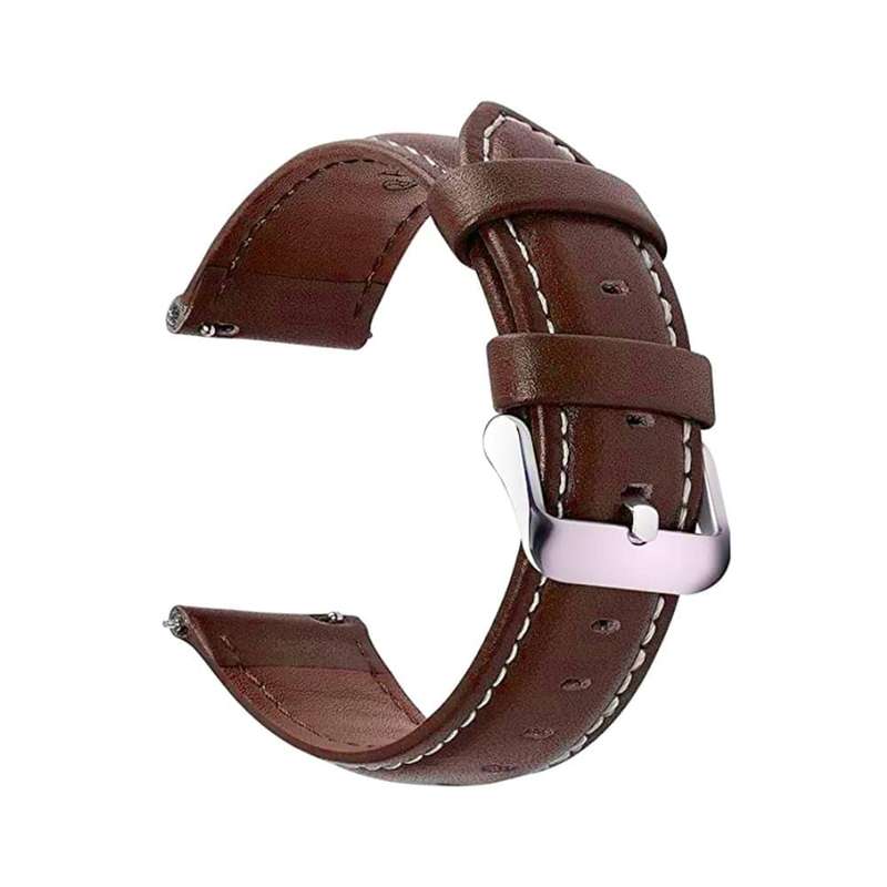 24mm Universal watch replacement genuine leather strap - Brown (S-M-L)