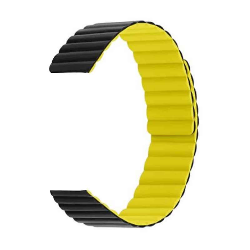 20MM Silicone Magnetic Watch Band - Black+Yellow