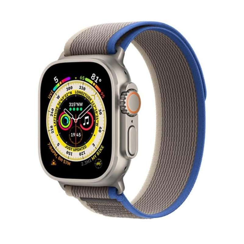 49mm Trail Loop Woven Nylon Strap for Apple Watch Ultra, Grey+Blue