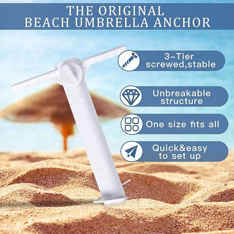 Beach Umbrella Holder Anchor Screw Stake & Snack Cup Holder Tray