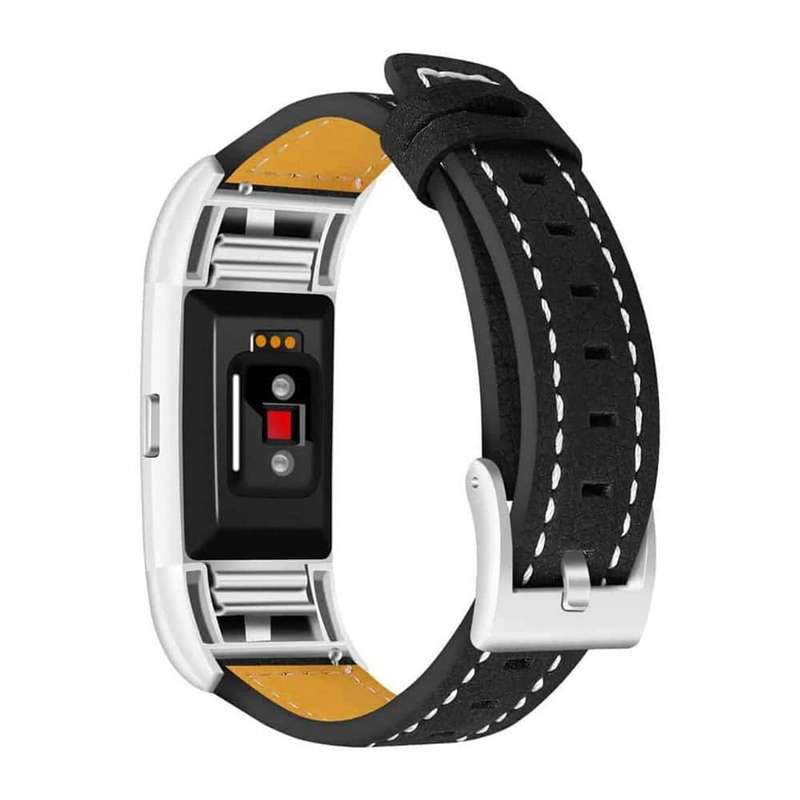 Leather Strap for Fitbit Charge 2- Black + Brown Combo