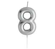 Casey 10cm Silver Numerical Birthday Candle Nr.8 Retail