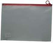 Brainware A4 Clear Carry Folder With Red Easy Slide Zip