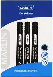 Marlin Dense Permanent Markers 10's Black