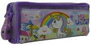 Brainware Fabric 2 Pocket 20cm Pencil Bag With Combination Lock Purple