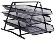 Brainware 3 Tier Black Steel Mesh Document Tray