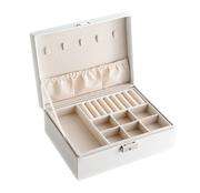 Casey Double Layer White Faux Leather Jewelery Storage Box