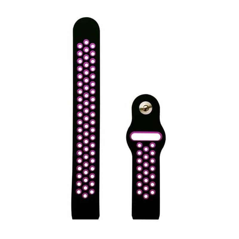 Silicone Strap for Fitbit Charge 2- Black & Purple- M/L