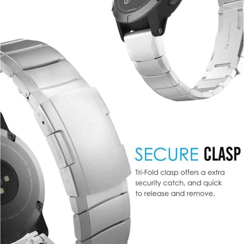 Stainless Steel Strap for Garmin Fenix 5/6/935/945/S60 - Silver + Link removal tool