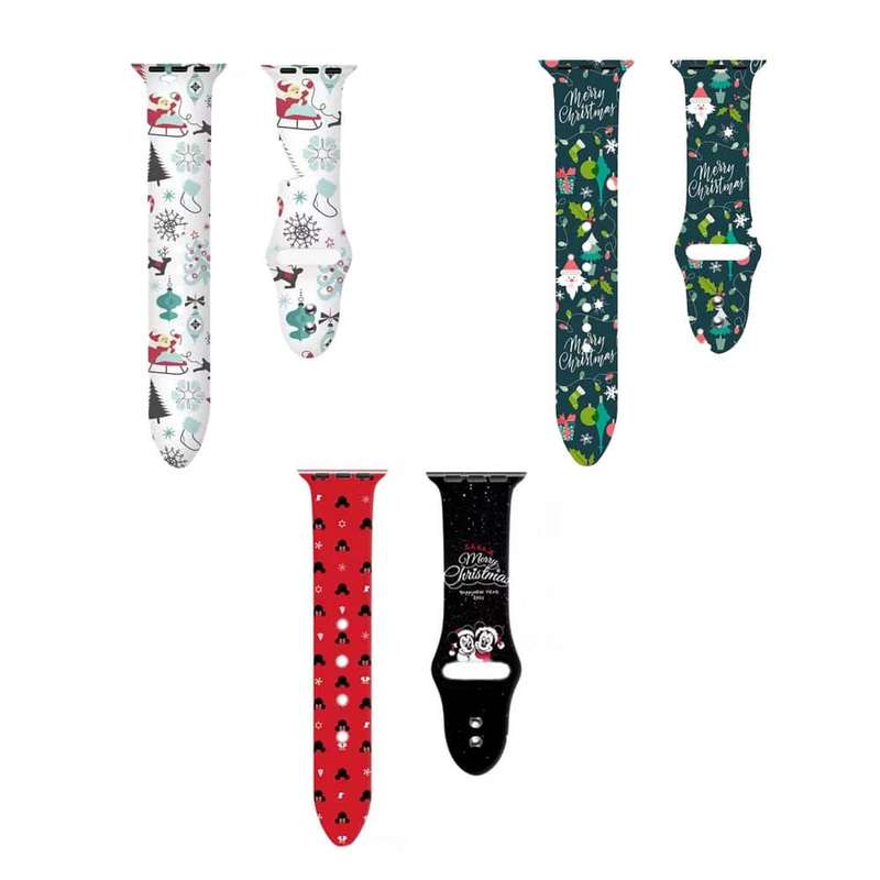 Silicone Strap for 38/40/41mm Apple Watch- White Christmas