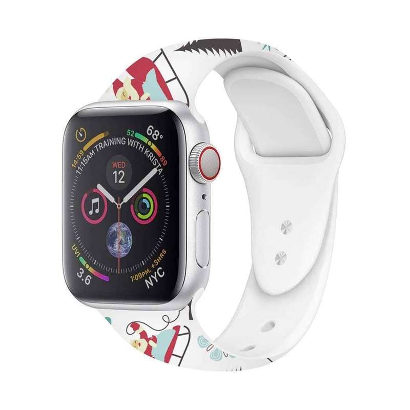 Silicone Strap for 38/40/41mm Apple Watch- White Christmas