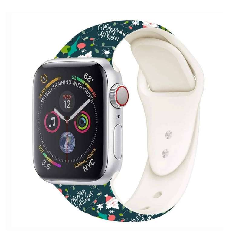 Silicone Strap for 38/40/41mm Apple Watch- White Christmas