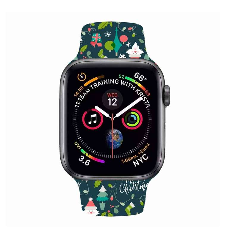 Silicone Strap for 38/40/41mm Apple Watch- White Christmas