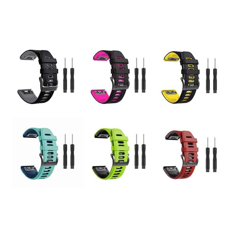 Quick Release Silicone band for Garmin Fenix 5/6/935/945/S60 (22mm) Black+Grey
