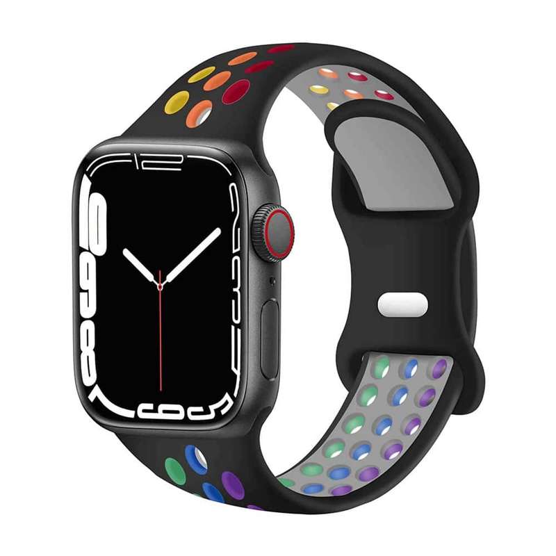 38/40/41mm Apple Watch silicone strap - White + Rainbow (S-M)