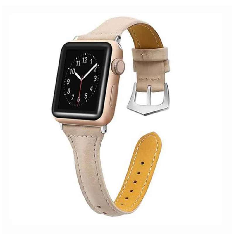 T shape Leather Strap for 38/40/41mm Apple Watch - White
