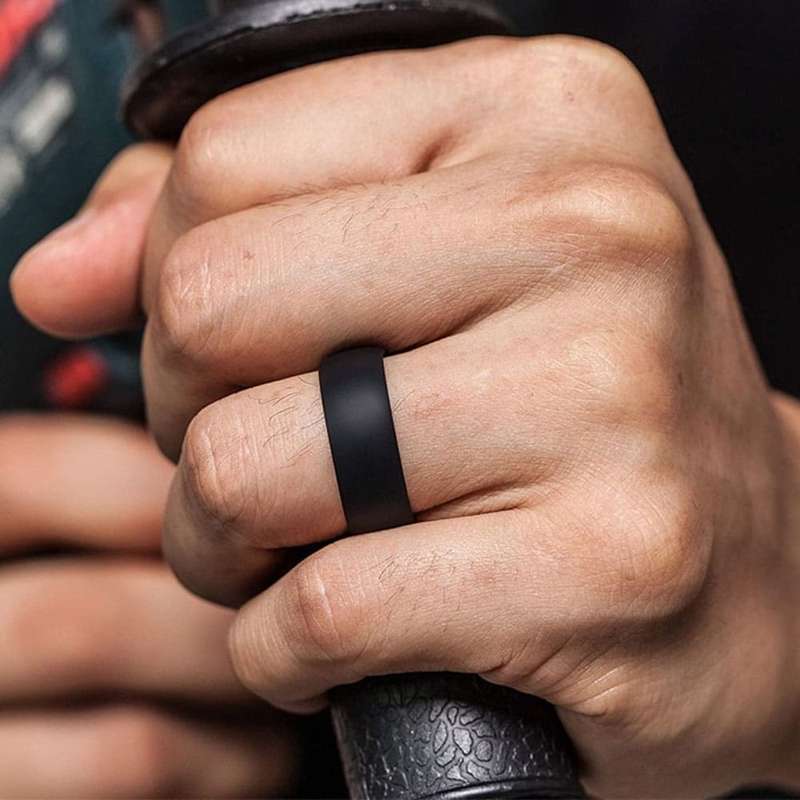 Men's Wedding Exercise Silicone Ring- 8mm- White- RSA V 1/2