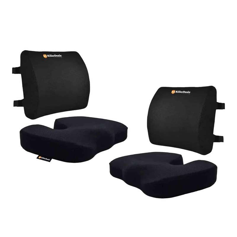 Car Home Office Chair Lumbar Support Memory Foam Cushions Combo
