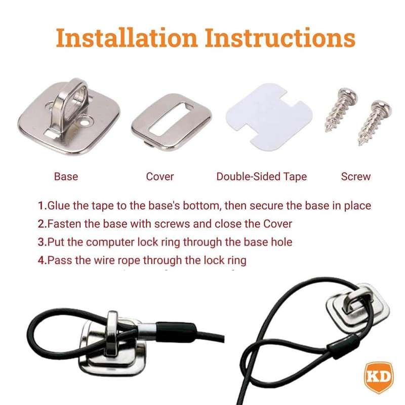 Anti-Theft Electronic Laptop Anchor Lock Base Plate- Silver