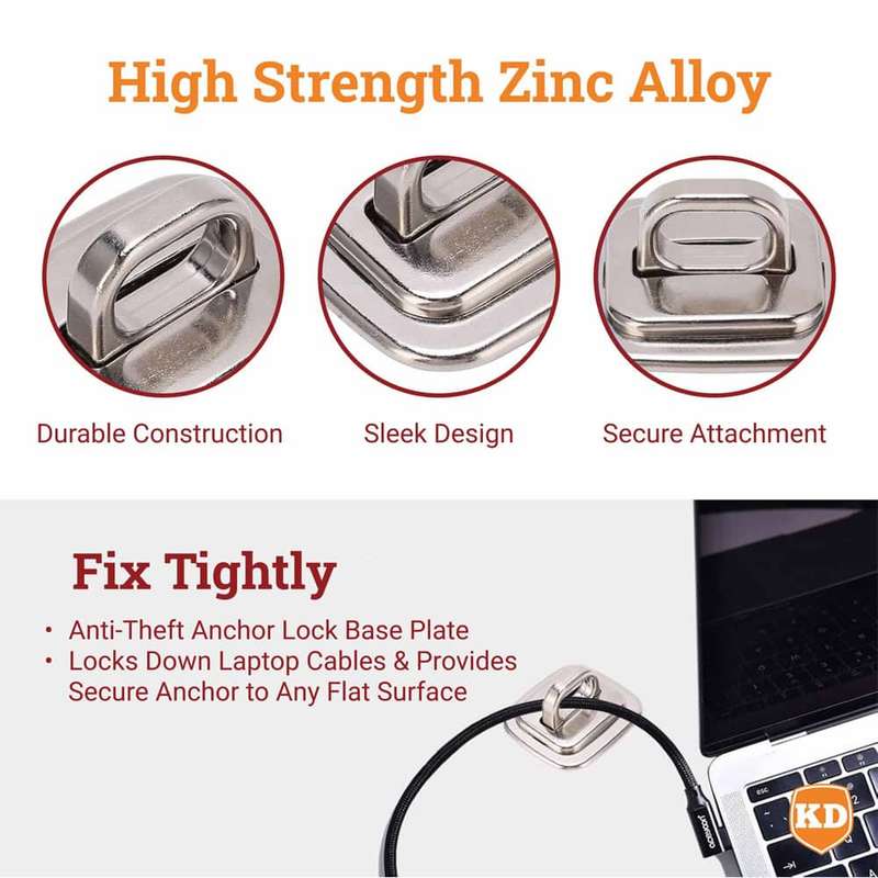 Anti-Theft Electronic Laptop Anchor Lock Base Plate- Silver