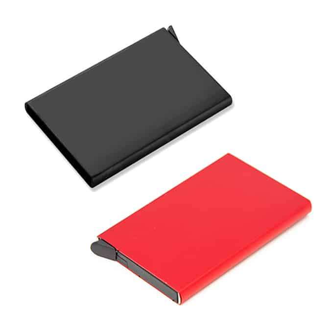 Minimalist Aluminum RFID Blocking Automatic 5 Card Wallet - Red