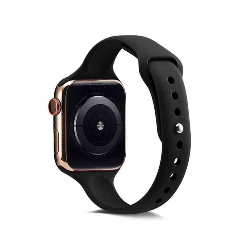Slim Style Silicone Strap for 42/44/45/49mm Apple Watch- Black