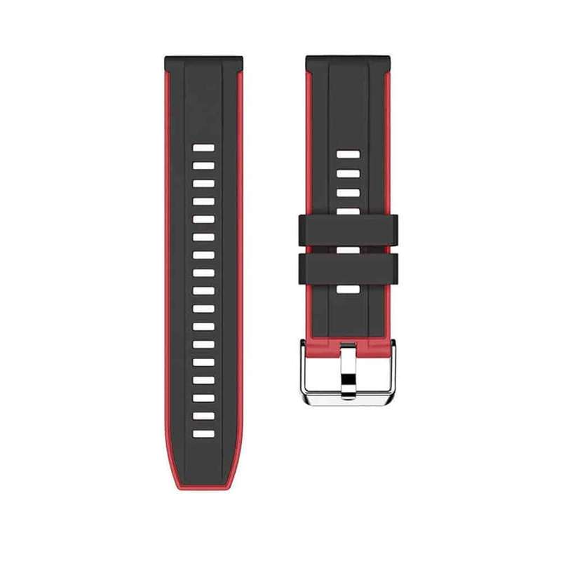 22mm Polar Grit X Replacement Silicone Strap (Adjustable S-M-L)- Black & Red