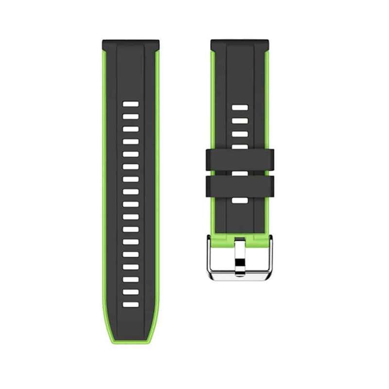 22mm Polar Grit X Replacement Silicone Strap (Adjustable S-M-L)- Black & Green