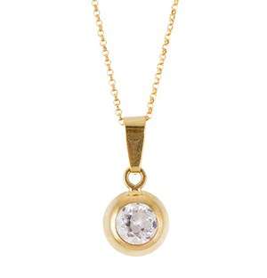 9KT Yellow Gold Round Tube Cubic Necklace