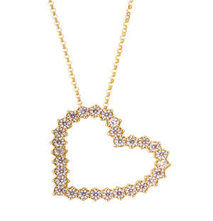 9KT Yellow Gold Dangle Heart Cubic Silder Necklace