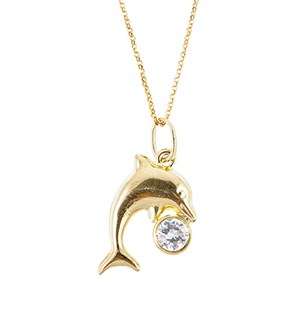9ct Yellow Gold Dolphin Necklace