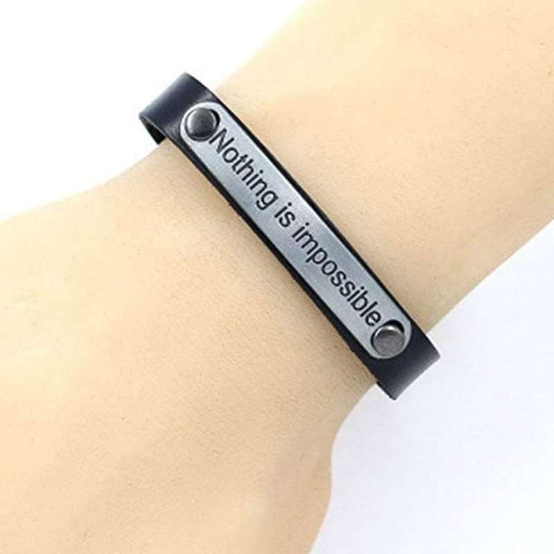 Killer Deals Unisex "Nothing Is Impossible" PU Vegan Leather Bracelet- M/L