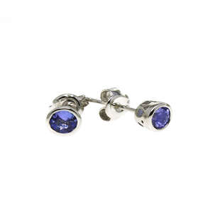9kt White Gold 0,55ct Round Tanzanite Studs