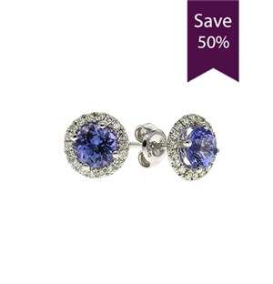 9kt White Gold 1,30ct Round Tanzanite and Diamond