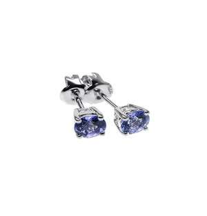 9KT 0,75ct Round Tanzanite Claw Stud Earrings