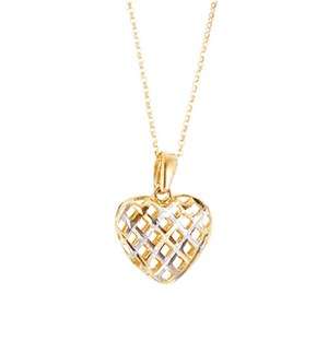 9ct Two Tone Heart Pendant