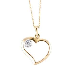 9ct Yellow Gold Open Heart Tube Necklace