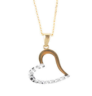9ct Yellow Gold Open Heart Diamond Cut Necklace