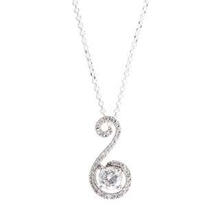 Sterling Silver Curved Cubic Necklace