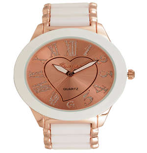 Bad Girl Carmen White and Rose gold Watch