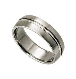 Titanium Gents Ring with Center Silver Inlay