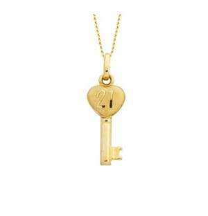 9ct Yellow Gold 21 Key Pendant and Chain